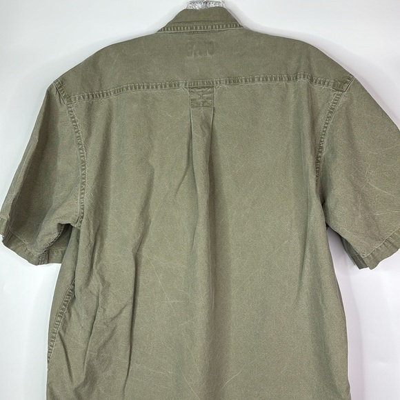 Vintage L.L. Bean OFCW9 Green Short Sleeve Button Up Shirt Medium - Picture 5 of 8